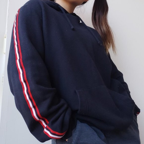 softest all black Pull&Bear motorsports drawstrings unisex hoodie - Picture 2 of 4